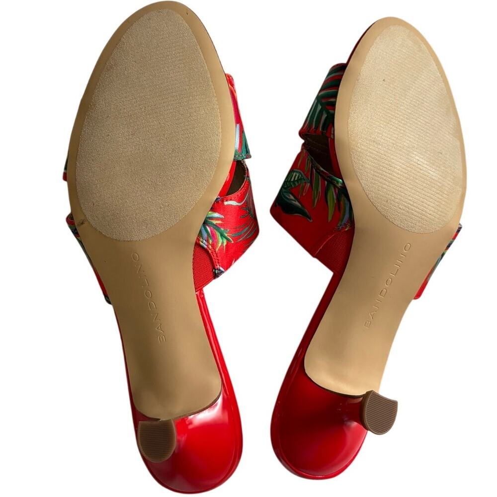 Bandolino Kitten Heel Slide Sandals Red Tropical Print Women's Size 9.5 - Picture 5 of 6